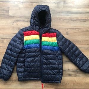 Primary kids lightweight puffer jacket in rainbow stripe